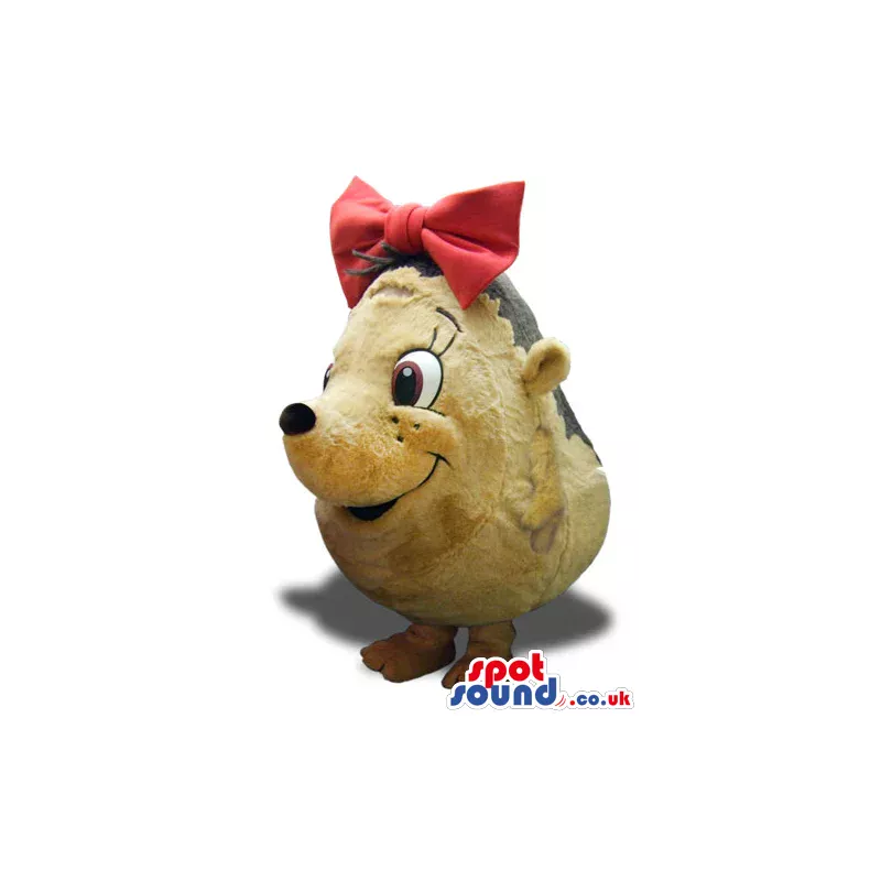 Customizable Friendly Hedgehog Big Head Mascot With A Red