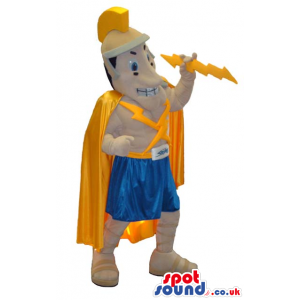 Ancient Greek Character Mascot With A Helmet And Thunder Ray -