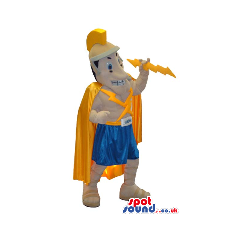 Ancient Greek Character Mascot With A Helmet And Thunder Ray -