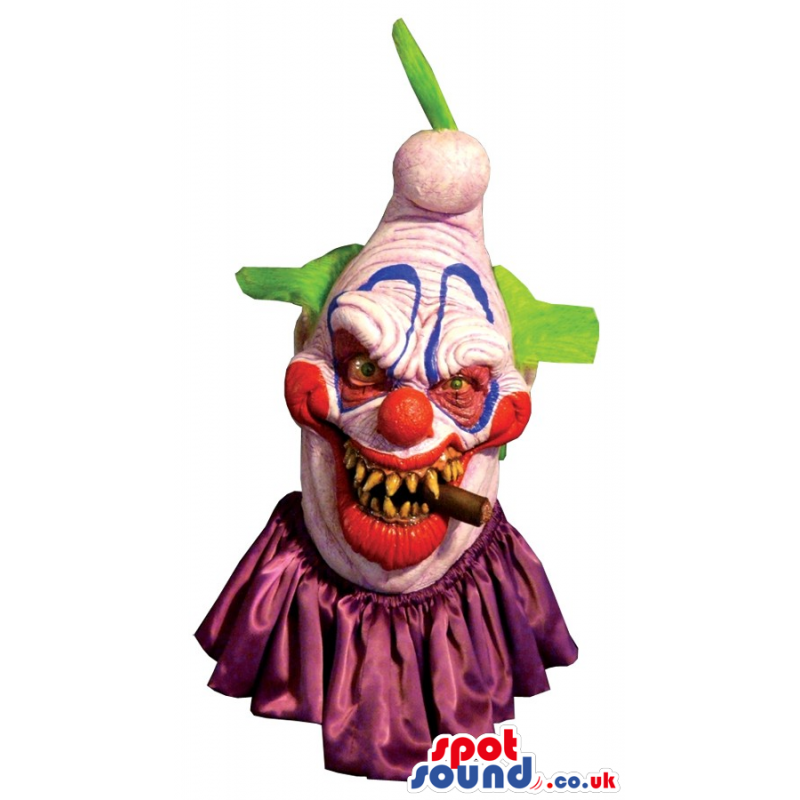 Scary Halloween Colorful Clown Head Costume With A Cigar -