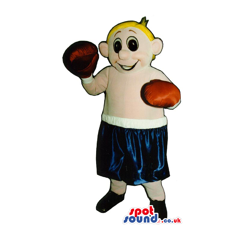 Blond Boy Plush Mascot Wearing Boxing Sports Garments - Custom