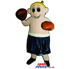 Blond Boy Plush Mascot Wearing Boxing Sports Garments - Custom
