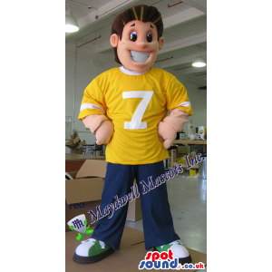 Big Boy Plush Mascot Wearing Sports Clothes With A Number -