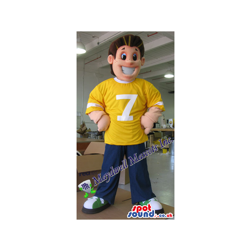 Big Boy Plush Mascot Wearing Sports Clothes With A Number -