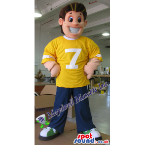 Big Boy Plush Mascot Wearing Sports Clothes With A Number -