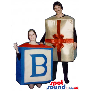 Two Amazing Gift And Letter B Couple Adult Size Costumes -