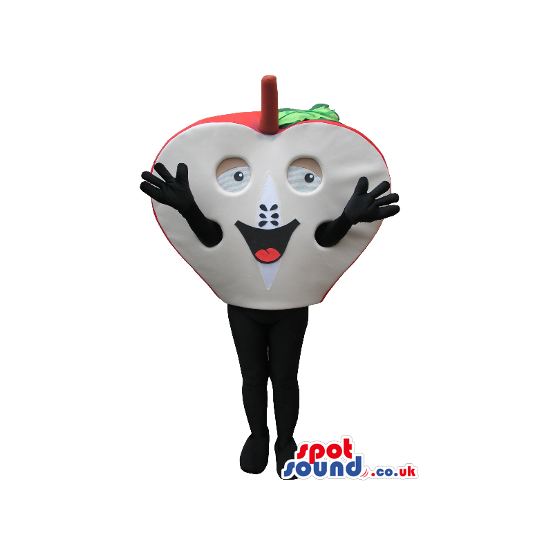 Half Apple Fruit Plush Mascot With A Funny Face And Hands -