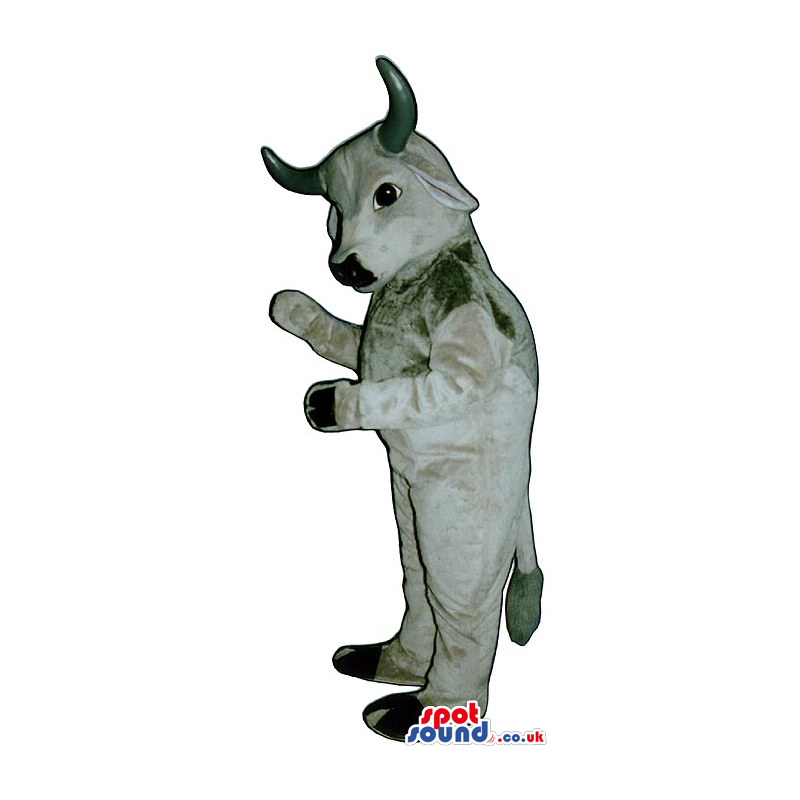 Cute Grey Cow Or Bull Animal Plush Mascot With Grey Horns -