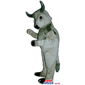 Cute Grey Cow Or Bull Animal Plush Mascot With Grey Horns -