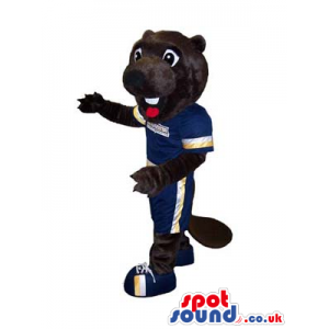 Dark Brown Otter Plush Mascot Wearing Football Sports Clothes -