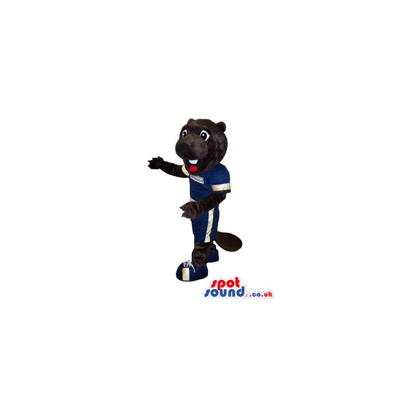 Dark Brown Otter Plush Mascot Wearing Football Sports Clothes -