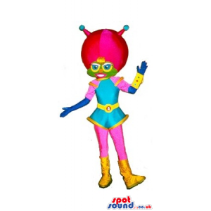 Cosmic Girl Plush Mascot Wearing Space Garments And Big Hairdo