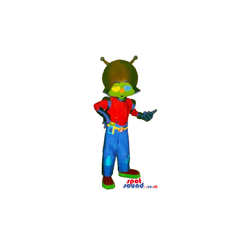 Cosmic Boy Plush Mascot Wearing Space Garments And Big Hairdo -