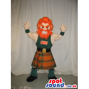 Red-Haired Character Plush Mascot Wearing Scottish Garments -