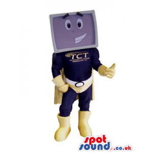 Screen Superhero Plush Mascot With A Logo And Brandname -