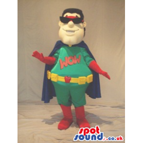 Superhero Character Mascot Wearing Sunglasses And A Cape -