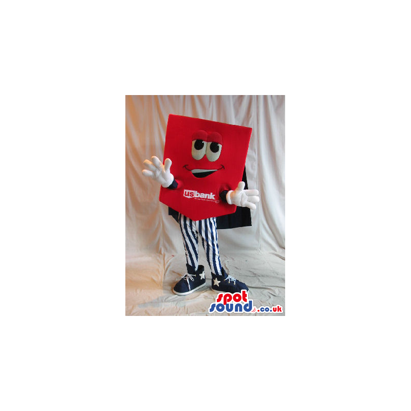 Funny Red Card Plush Mascot With Logo And Striped Pants -