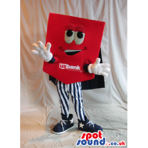 Funny Red Card Plush Mascot With Logo And Striped Pants -