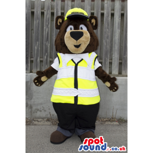 Bear Animal Plush Mascot With A Construction Vest And Helmet -