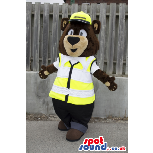 Bear Animal Plush Mascot With A Construction Vest And Helmet -