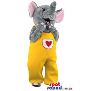 Cute little elephant in a yellow jumper with a red heart in it