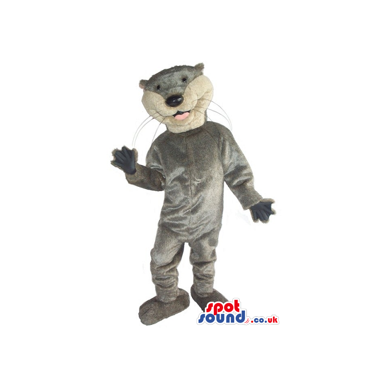 Cute Grey Otter Animal Plush Mascot With A White Face - Custom