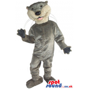 Cute Grey Otter Animal Plush Mascot With A White Face - Custom