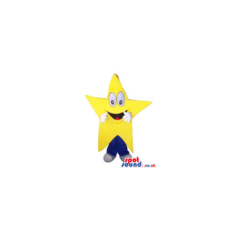Funny Big Yellow Mascot With Cartoon Face - Custom Mascots