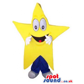 Funny Big Yellow Mascot With Cartoon Face - Custom Mascots