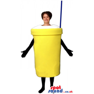 Yellow Big Drink Cup Plush Mascot Or Adult Size Costume -