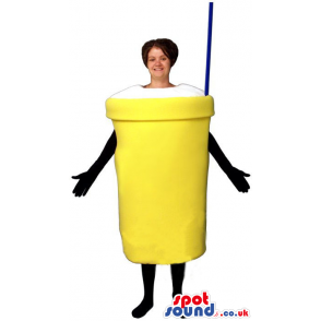 Yellow Big Drink Cup Plush Mascot Or Adult Size Costume -