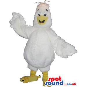 Customizable White Bird Turkey Plush Mascot With Funny Hairs -