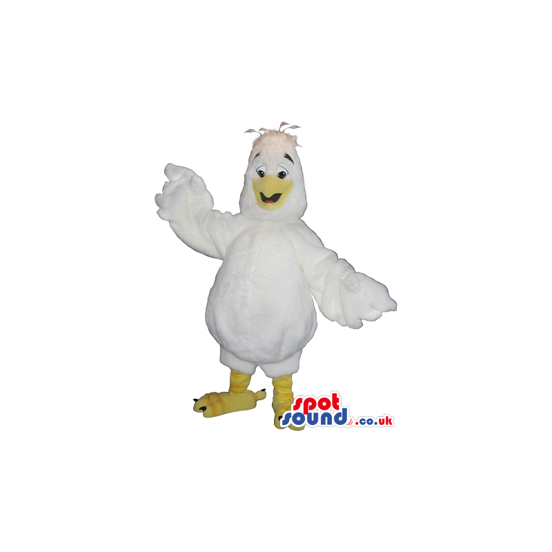 Customizable White Bird Turkey Plush Mascot With Funny Hairs -