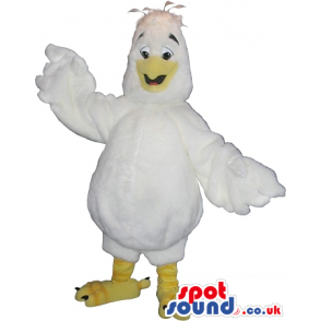 Customizable White Bird Turkey Plush Mascot With Funny Hairs -