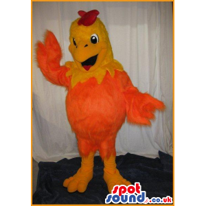 Orange And Yellow Hen Plush Mascot With A Cartoon Face - Custom