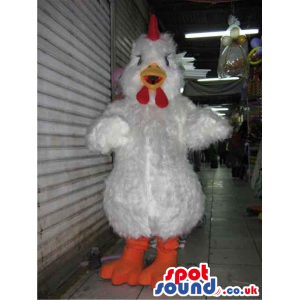 Customizable Plain All White Hen Chicken Plush Mascot - Custom
