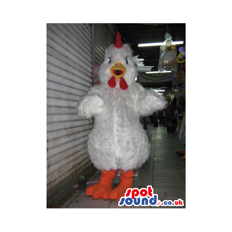 Customizable Plain All White Hen Chicken Plush Mascot - Custom