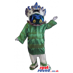 Oriental Character Plush Mascot Wearing Shinny Green Clothes -