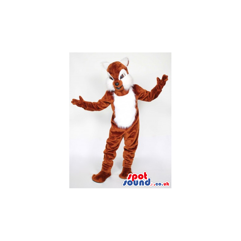 Brown And White Chipmunk Plush Mascot With White Hairy Cheeks -