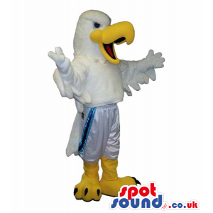 White Bird Plush Mascot Wearing Shinny Sports Shorts - Custom