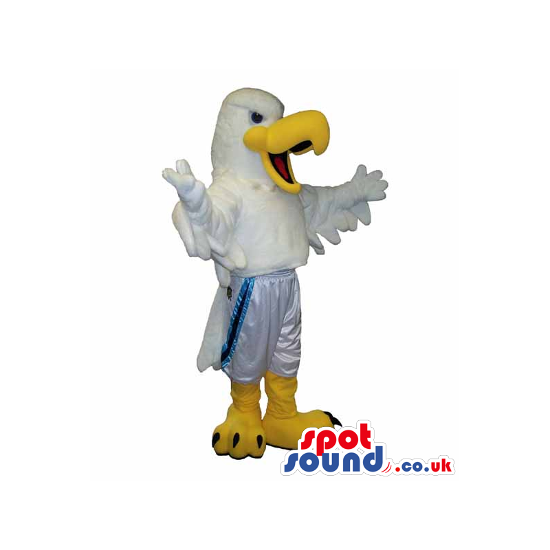 White Bird Plush Mascot Wearing Shinny Sports Shorts - Custom