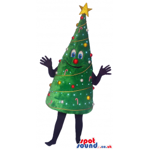 Tall Ornate Christmas Tree Plush Mascot With Cute Face - Custom