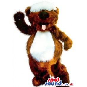 Cute Brown Hairy Squirrel Plush Mascot With Ya White Belly -