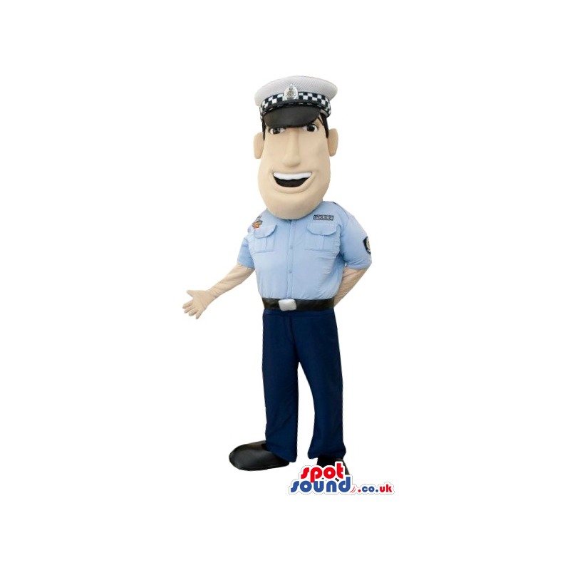 Policeman Character Plush Mascot With Cartoon Face - Custom