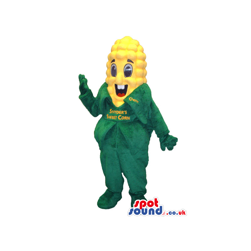Customizable Corncob Mascot With Funny Face And Text - Custom