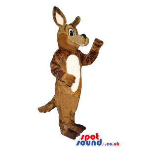 Brown Kangaroo Plush Animal Mascot With A White Belly - Custom