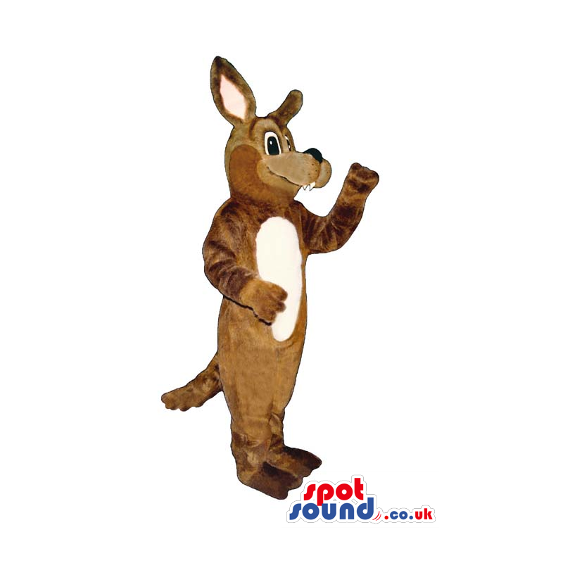 Brown Kangaroo Plush Animal Mascot With A White Belly - Custom