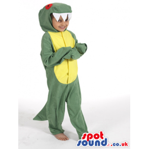 Green And Yellow Alligator Plush Children Size Costume - Custom