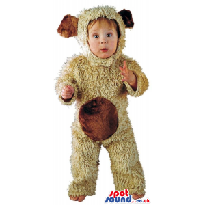 Cute Brown And Beige Hairy Dog Baby Child Size Costume Disguise