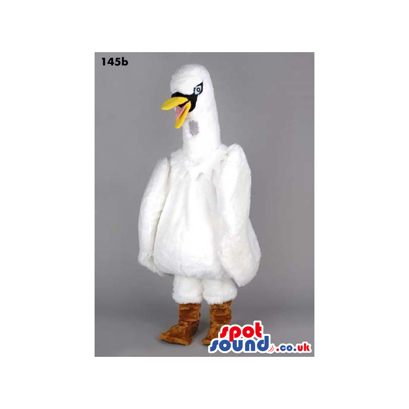 Customizable All White Goose Mascot With Blue Eyes - Custom